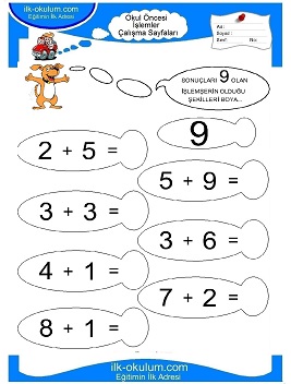 Çocuklar İçin toplam işlemi yaprak testleri 